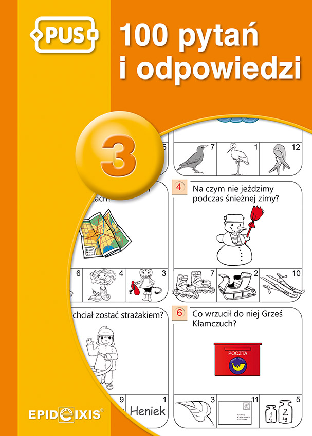 PUS 100 pytań i odpowiedzi 3 EPIDEIXIS, książka z ćwiczeniami logicznymi i ogólnorozwojowymi dla dzieci