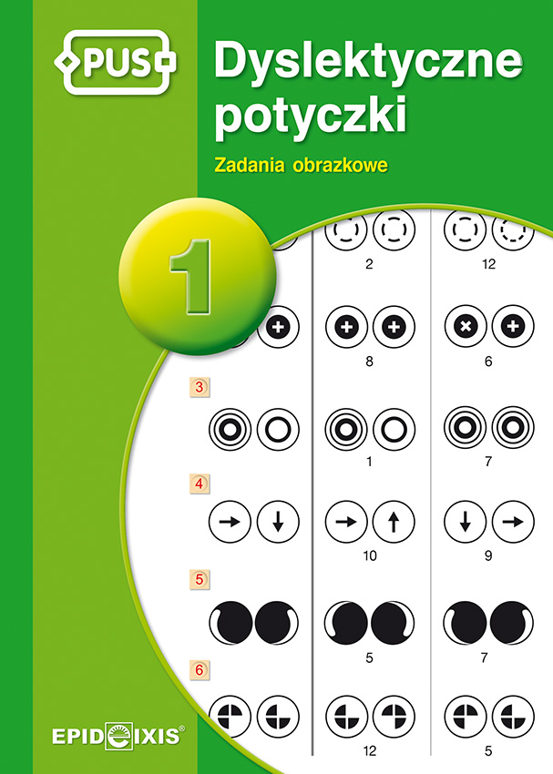 Okładka książeczki Dyslektyczne potyczki 1 EPIDEIXIS z zadaniami obrazkowymi dla dzieci