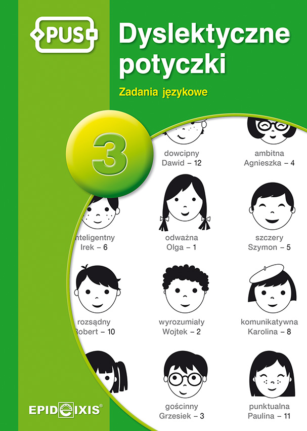 Okładka książeczki Dyslektyczne potyczki 3 EPIDEIXIS z zadaniami językowymi dla dzieci