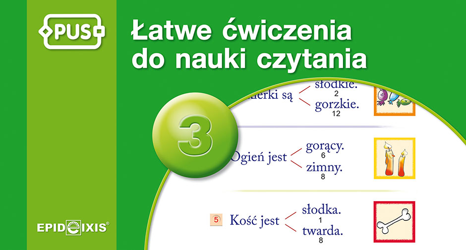Okładka książeczki PUS Łatwe ćwiczenia do nauki czytania 3 od wydawnictwa EPIDEIXIS
