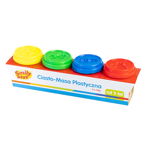 Zestaw ciasto-masy plastycznej 4 kolory SMILY PLAY z pojemnikami 56 g