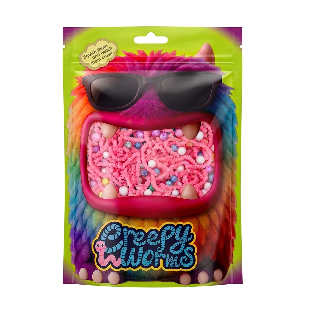 Różowe sensoryczne robaczki Creepy Worms Pink marki Stnux do ściskania i zabawy antystresowej