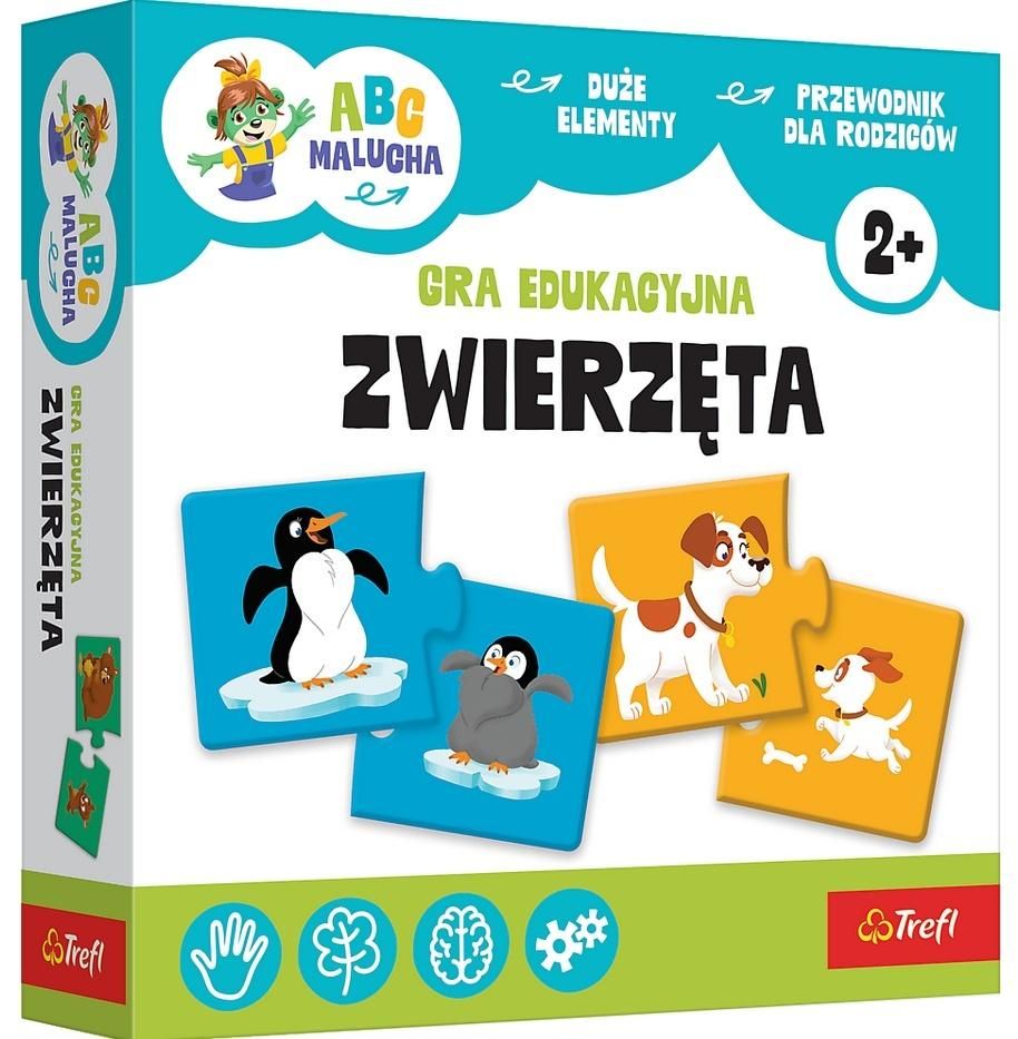 Gra edukacyjna Zwierzęta Trefl PAP – kolorowa plansza i elementy do dopasowywania
