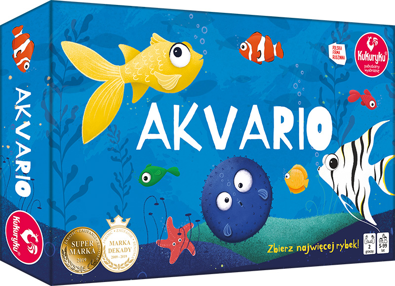 Akvario Kukuryku – strategiczna gra planszowa dla 2 graczy, widok planszy i elementów