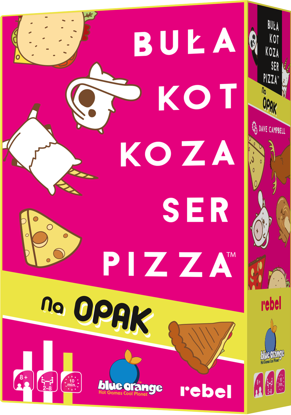 Buła, Kot, Koza, Ser, Pizza – szybka gra karciana REBEL z kartami 120x82 mm