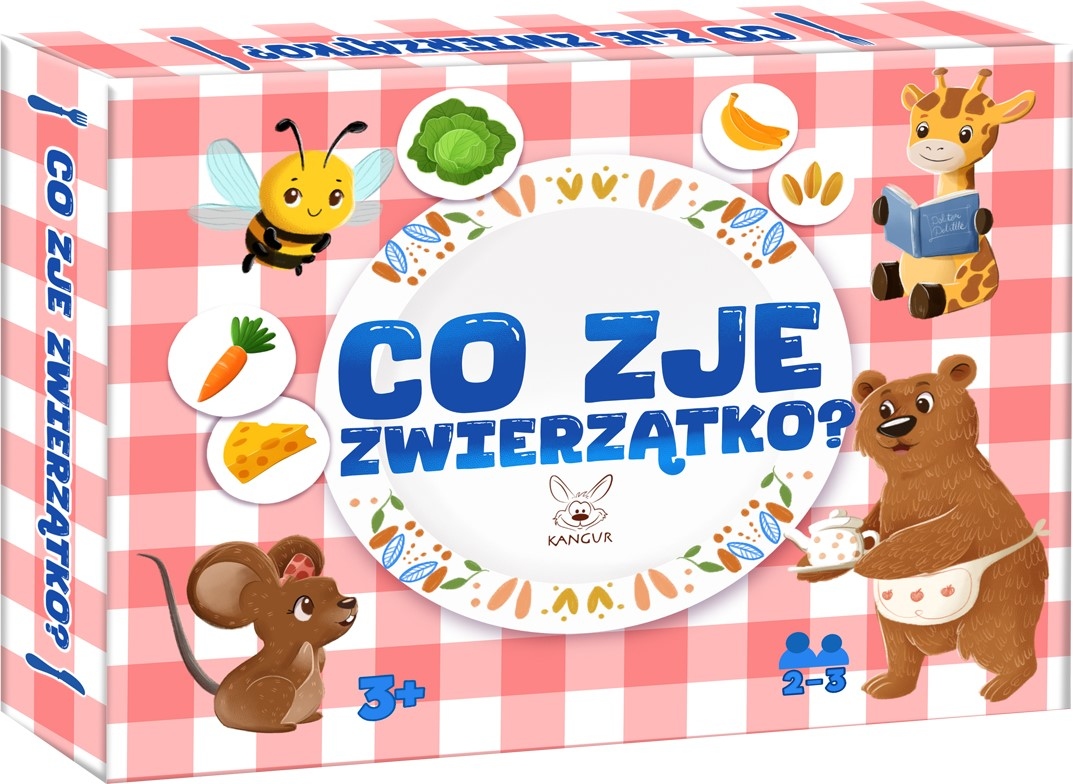Zestaw 4 plansz i 24 żetonów do gry Co zje Zwierzątko? KANGUR