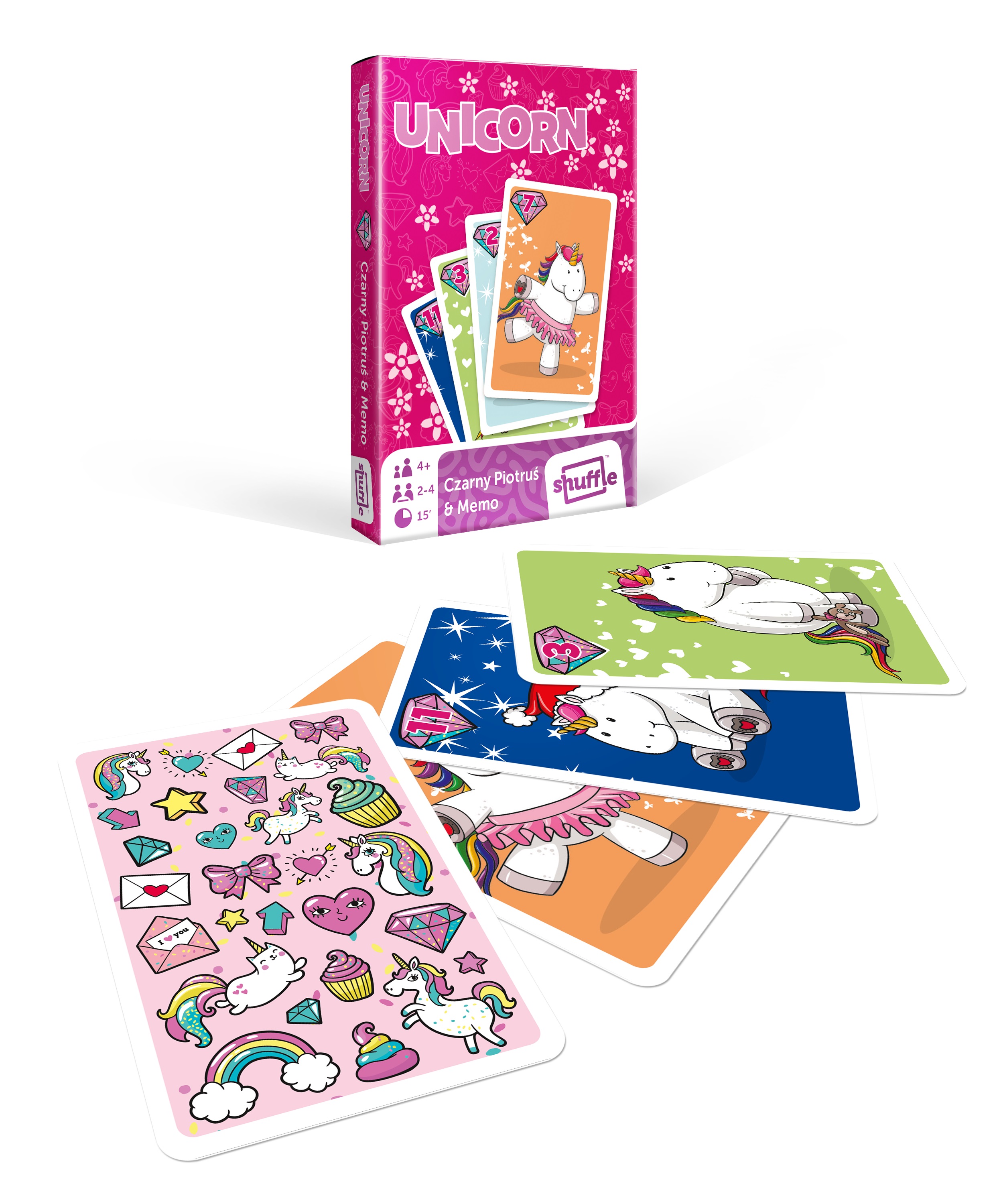 Gra karciana Happy Unicorn Cartamundi - 25 kart z jednorożcami w formacie 90x60 mm