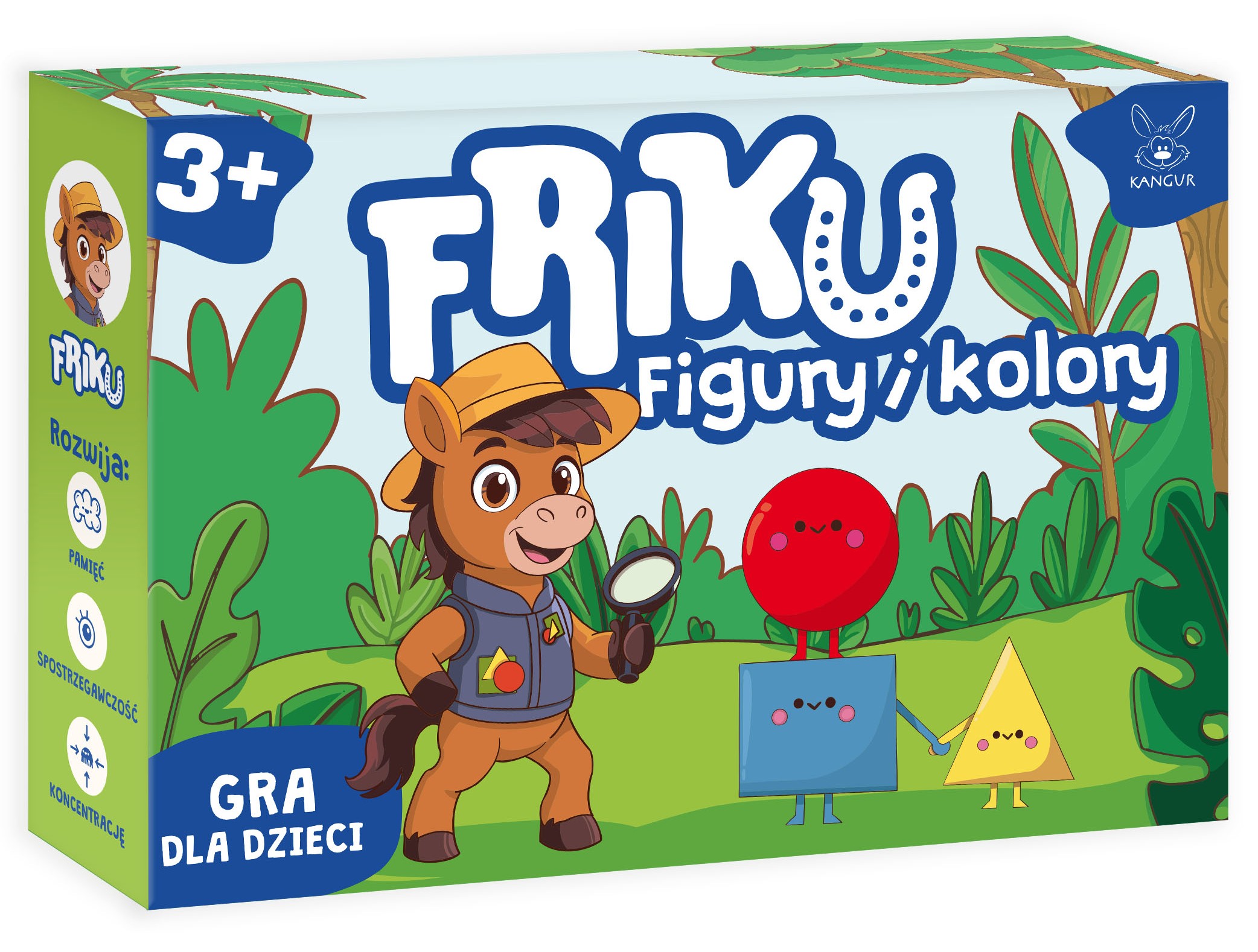 Edukacyjna gra FRIKU Figury i Kolory marki Kangur – zestaw kart i kafelków do nauki kształtów i kolorów