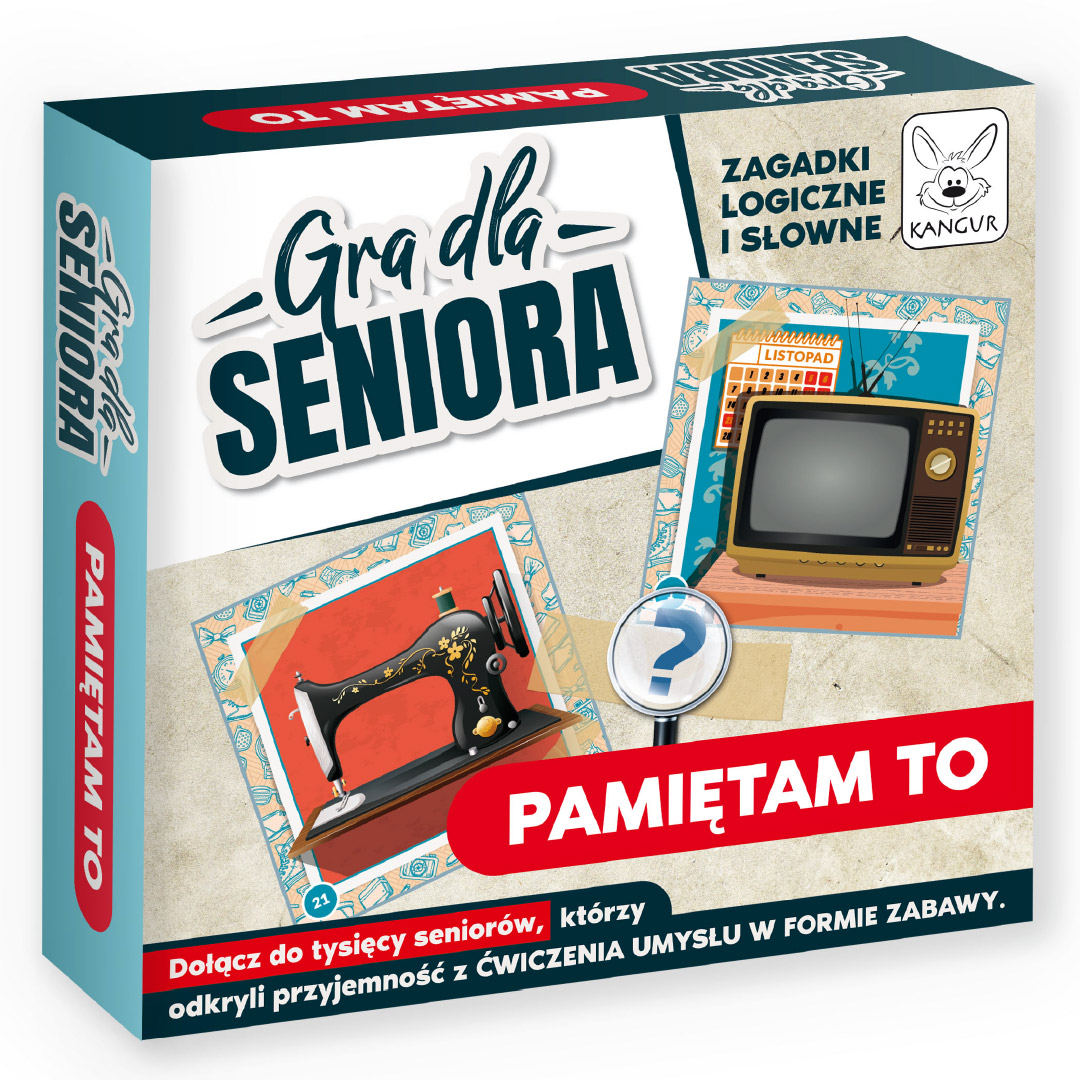 Duże ilustrowane karty gry dla seniora Kangur Pamiętam To wspierają trening pamięci