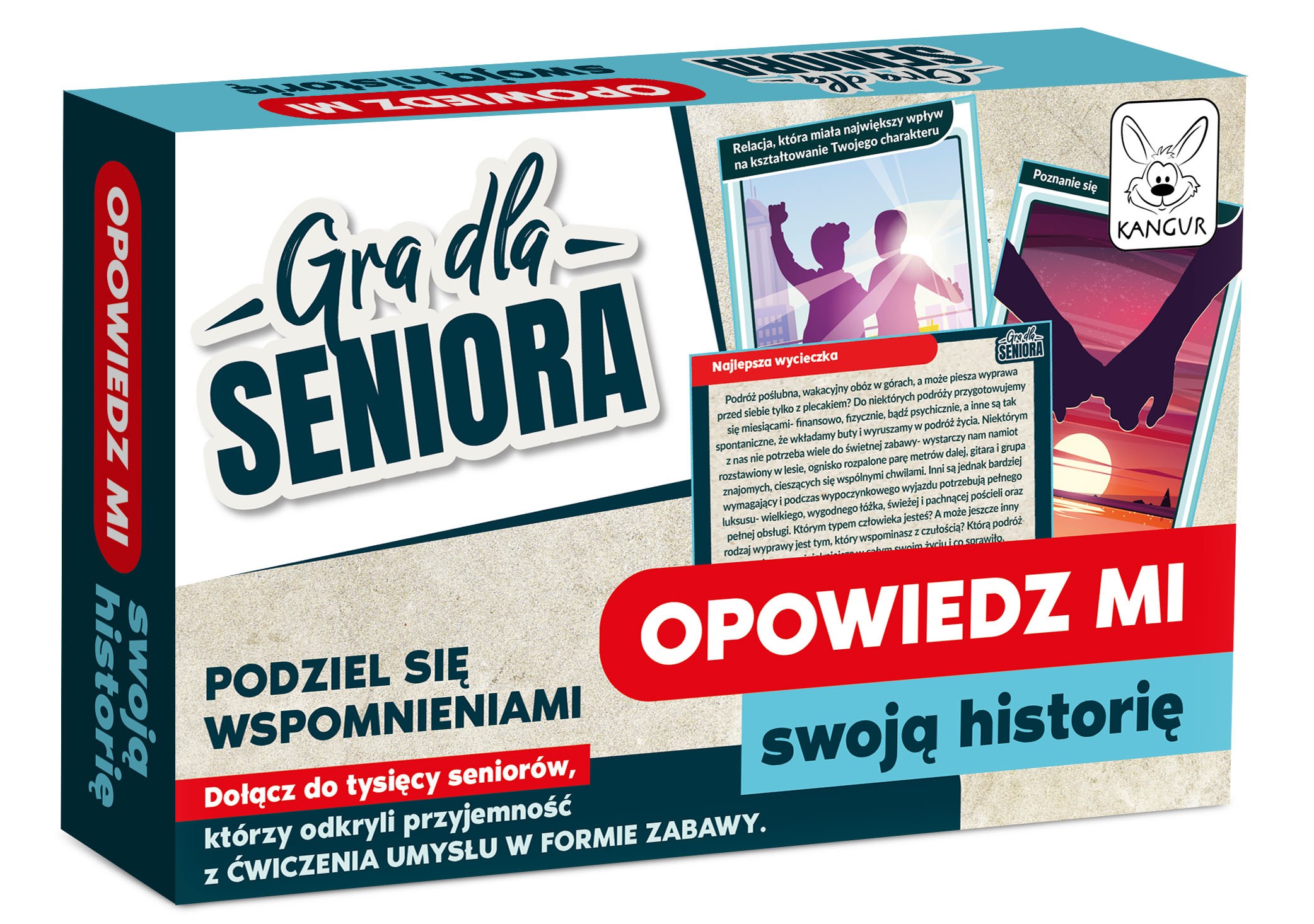 Gra konwersacyjna Kangur Opowiedz mi swoją historię – 32 ilustrowane karty dla seniorów