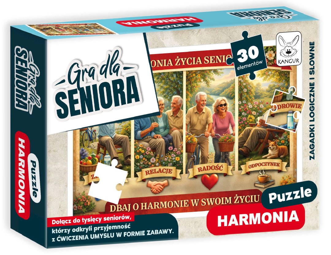 Puzzle Harmonia 30 elementów KANGUR - układanka dla seniorów wspierająca koncentrację