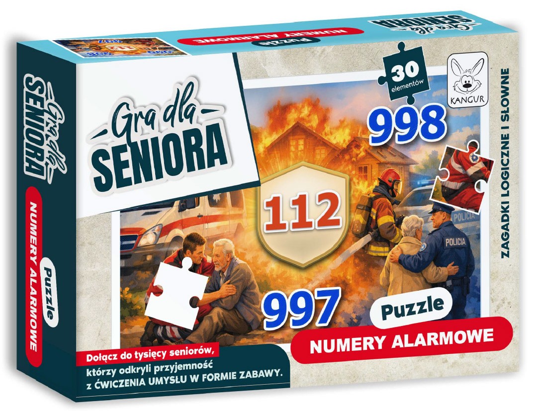 Puzzle Kangur Numery Alarmowe 30 elementów dla seniorów powyżej 70 lat