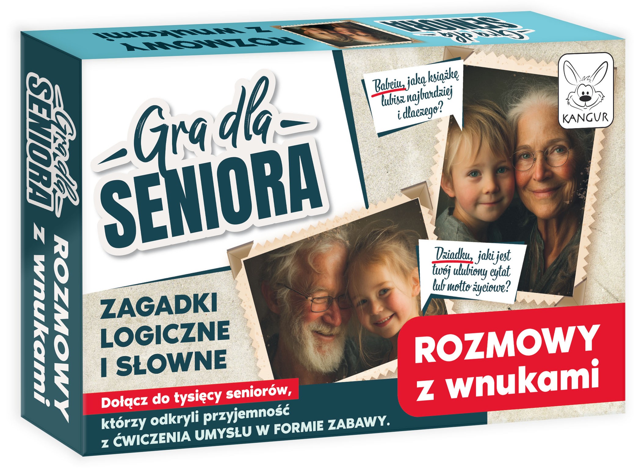 Międzypokoleniowa gra konwersacyjna Rozmowy z Wnukami KANGUR - zestaw kart do rozmów seniorów z wnukami