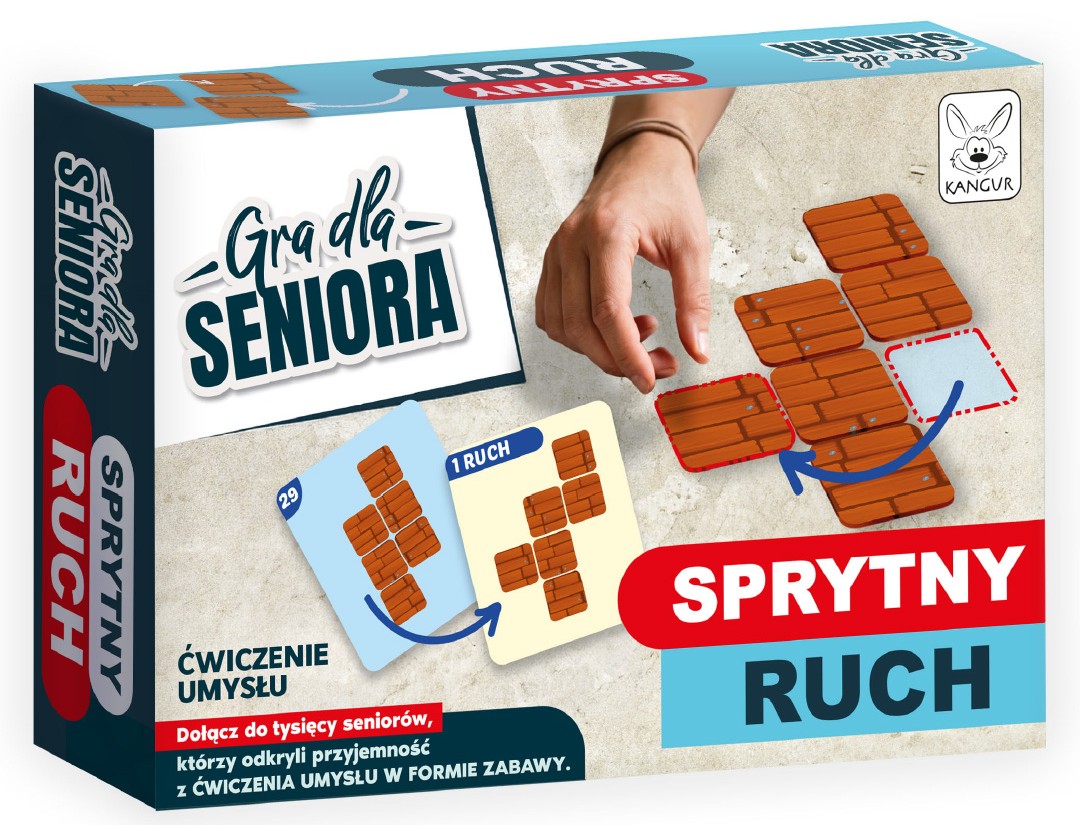 Gra dla Seniora Sprytny Ruch KANGUR - plansza i kafelki do logicznej układanki
