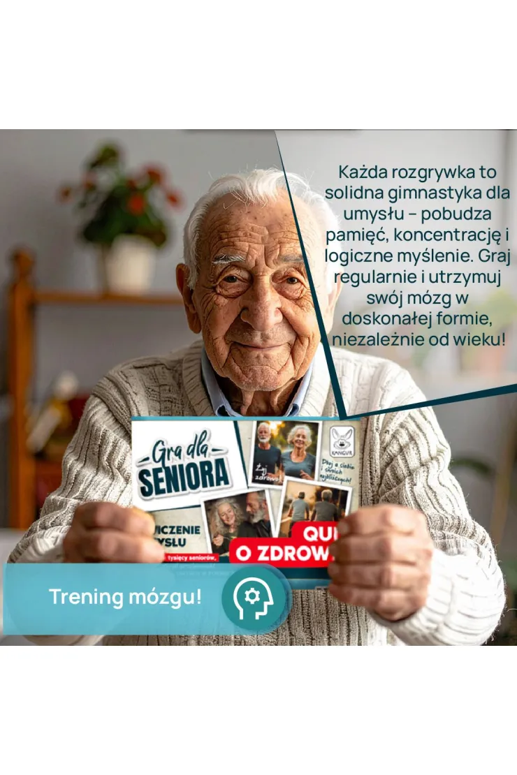 Karty quizu edukacyjnego Kangur z pytaniami o zdrowy styl życia dla seniorów