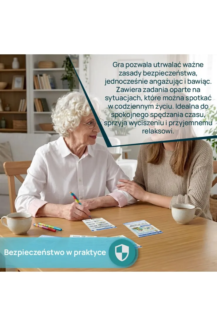 Zadania logiczne i sytuacyjne w grze dla Seniora KANGUR - przykładowa karta z instrukcją