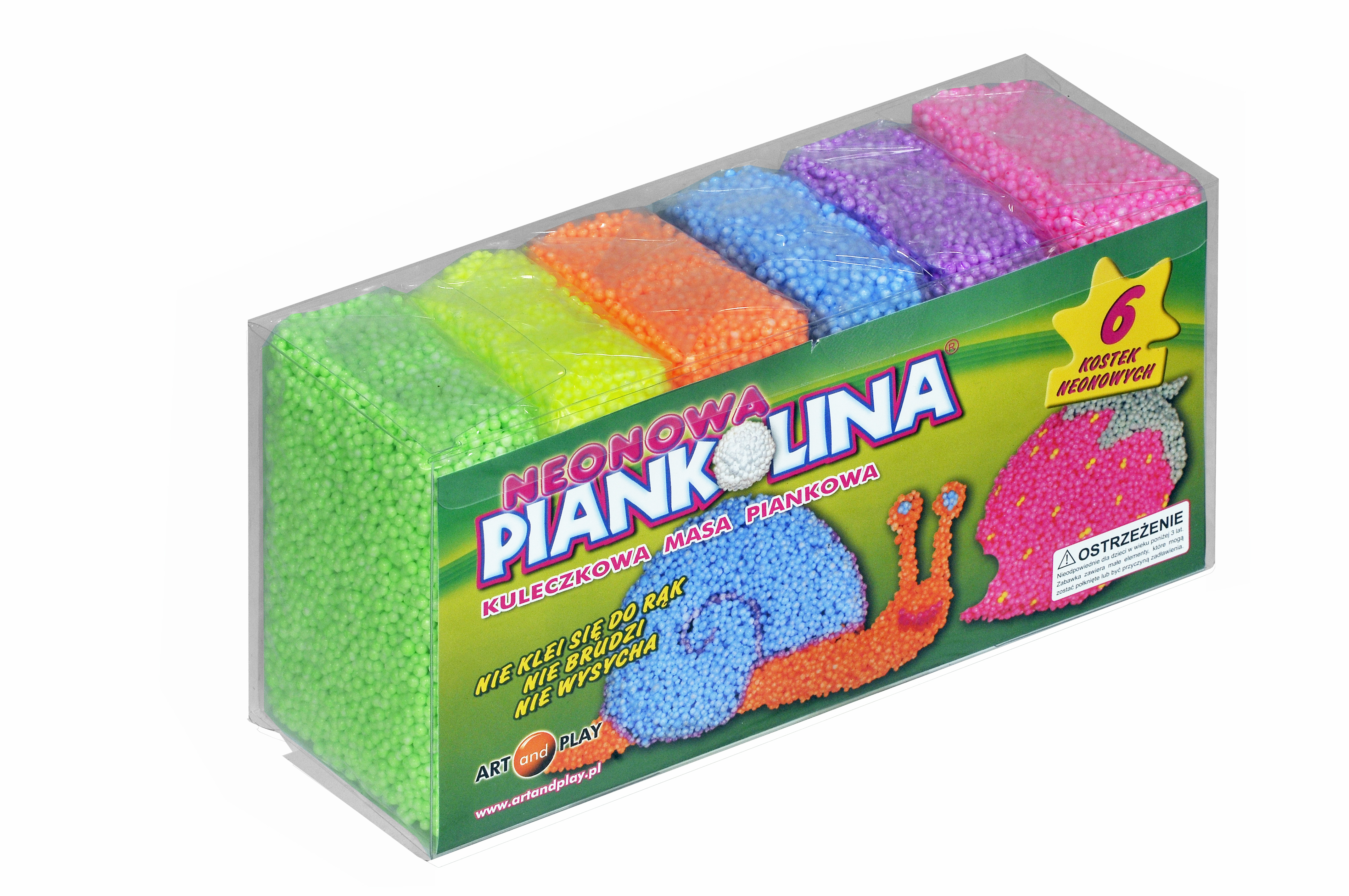 Piankolina neonowa ART AND PLAY – masa plastyczna 6 kolorów do zabaw kreatywnych i sensorycznych