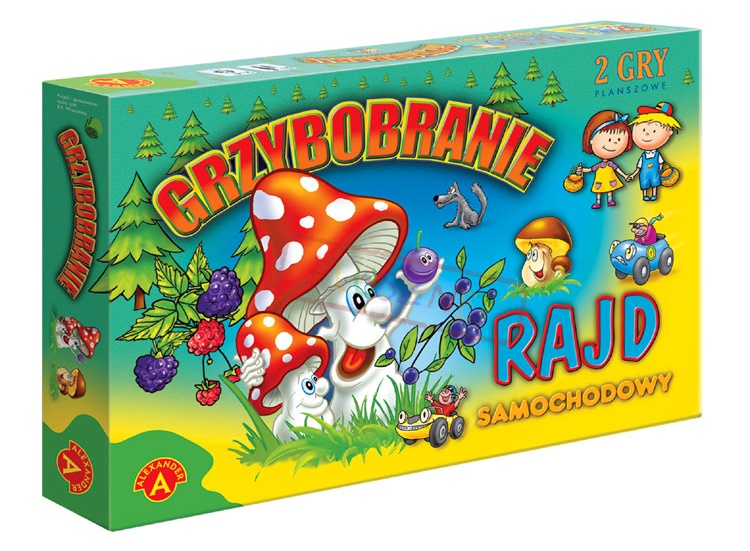 Grzybobranie 2w1 ALEXANDER GRY, planszówka z leśną wyprawą i rajdem samochodowym