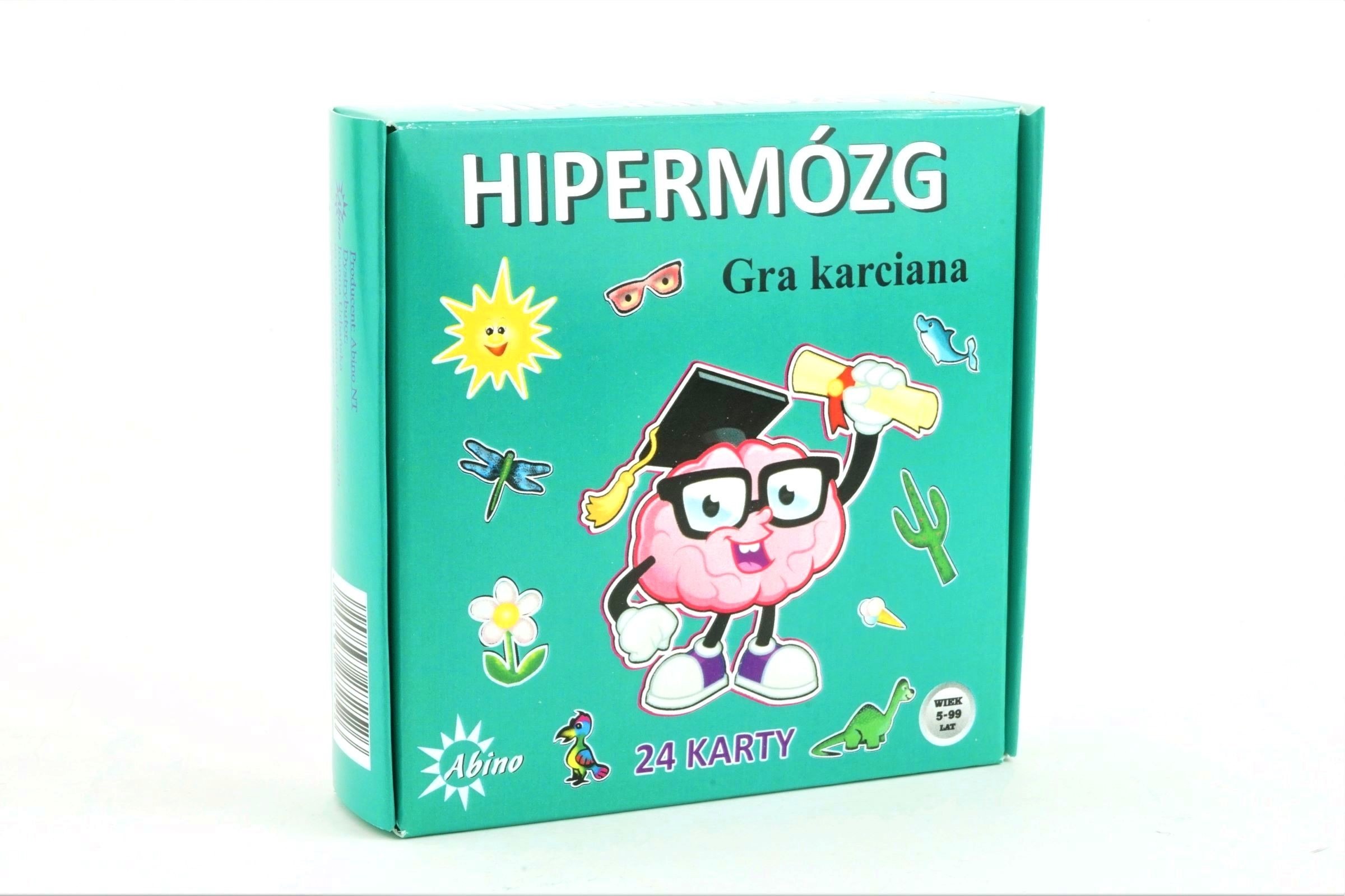 Kolorowe ilustracje na kartach gry karcianej Hipermózg ABINO
