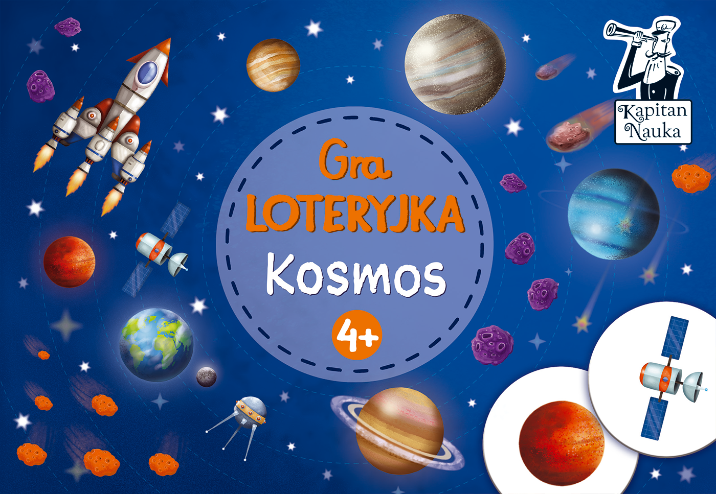 Zestaw 6 plansz i 36 żetonów Loteryjka Kosmos Edgard PAP