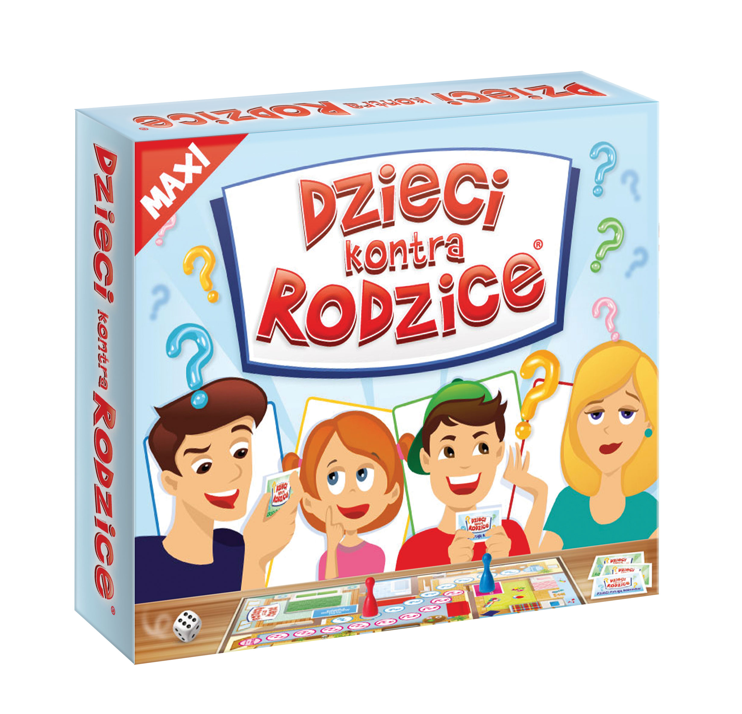 Planszowa gra rodzinna Dzieci kontra Rodzice MAXI od KANGUR z pytaniami dla dzieci i rodziców
