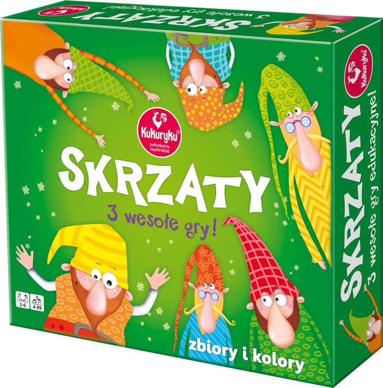Zestaw Skrzaty - trzy gry edukacyjne KUKURYKU wspierające rozwój dzieci