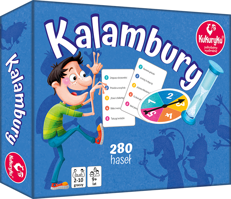 Kalambury gra towarzyska KUKURYKU z kartami i kołem losującym