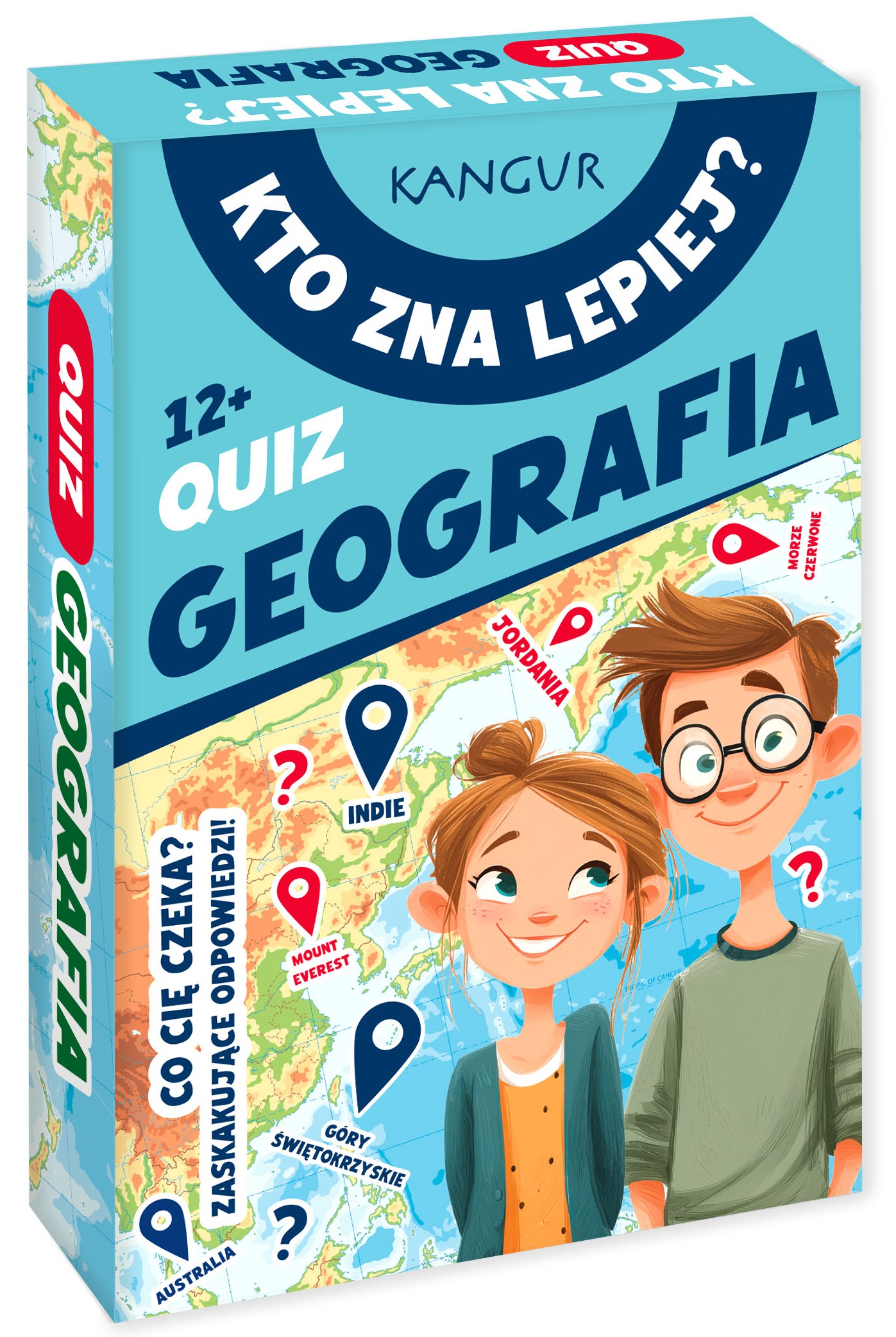Zestaw 54 kart quizu Geografia KANGUR z pytaniami dla młodzieży