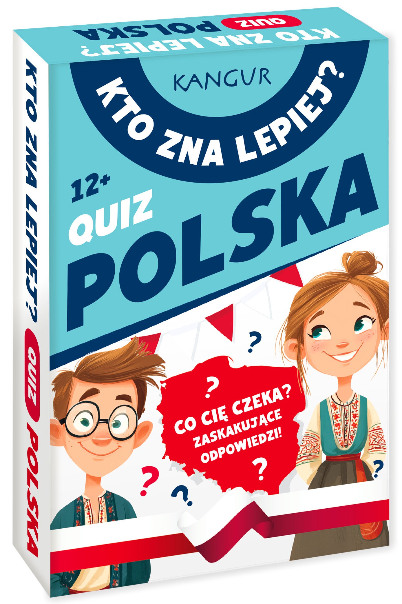Karty quizu Kto zna lepiej? z pytaniami o Polskę KANGUR