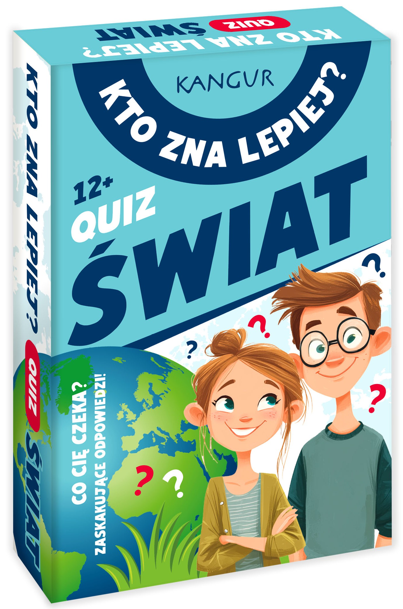 Karty do gry edukacyjnej Kto zna lepiej? Quiz Świat z pytaniami o świecie