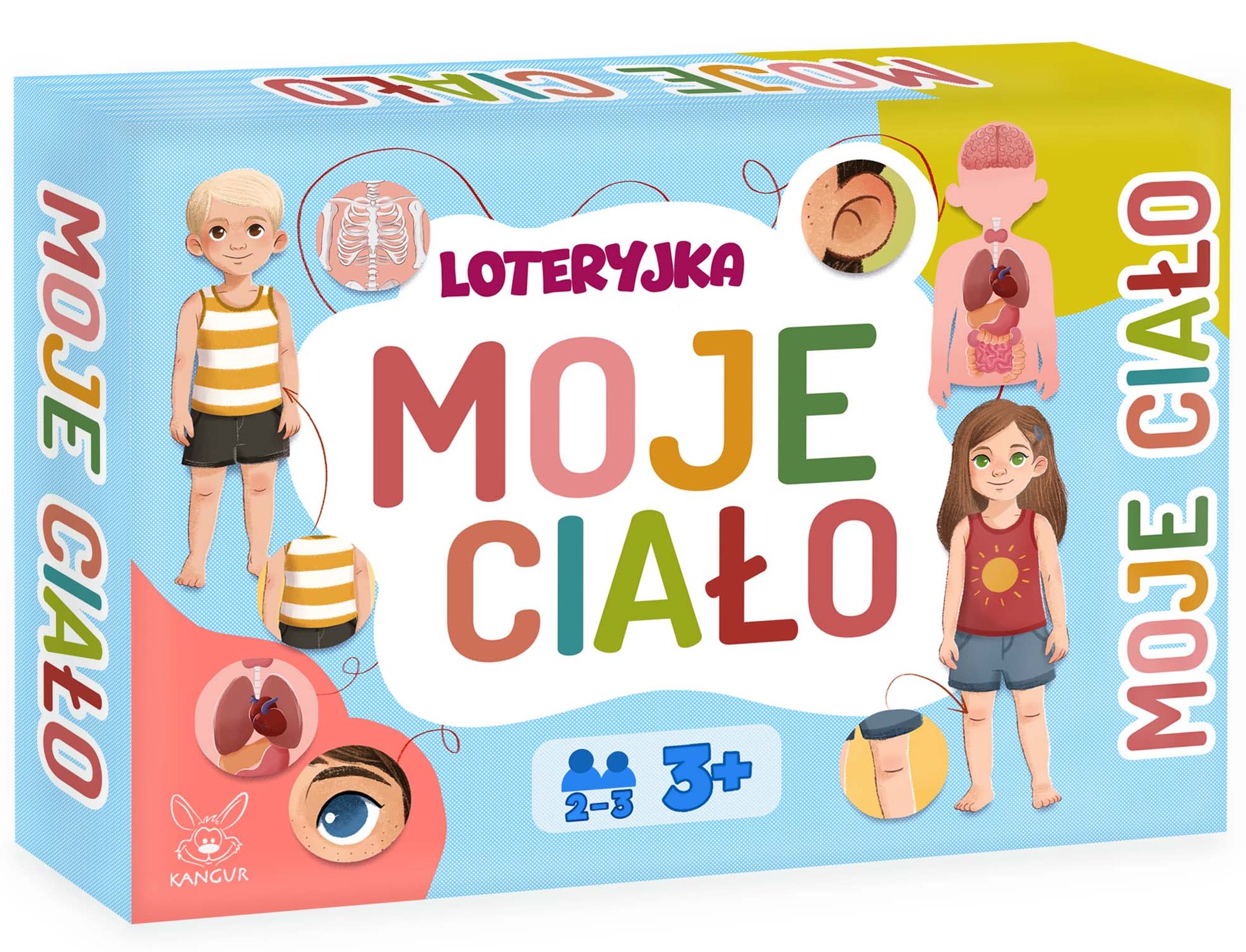 Edukacyjna gra Loteryjka Moje Ciało KANGUR z planszami i żetonami dla dzieci 3 plus