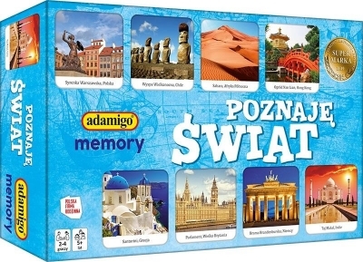Memory Poznaję Świat ADAMIGO edukacyjna gra pamięciowa z 40 kolorowymi tafelkami