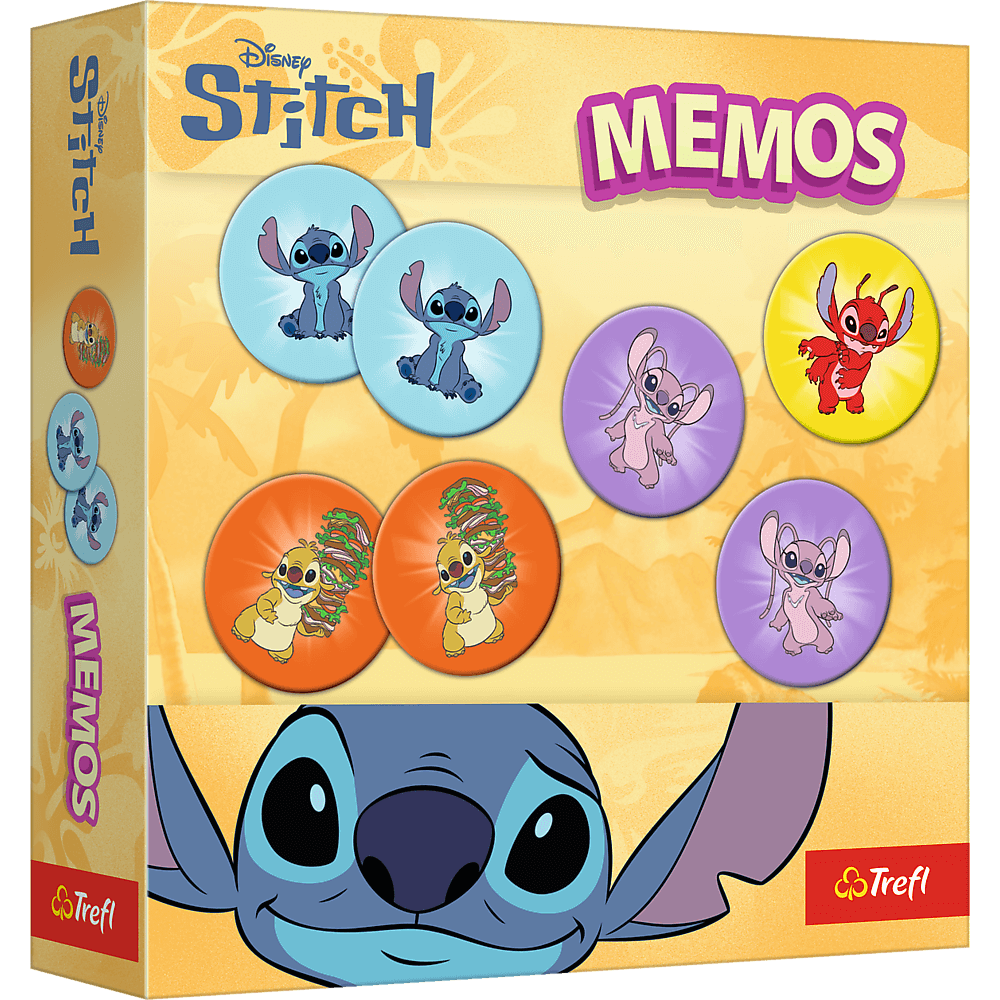 Gra pamięciowa Memos Lilo & Stitch - Trefl PAP z kolorowymi żetonami