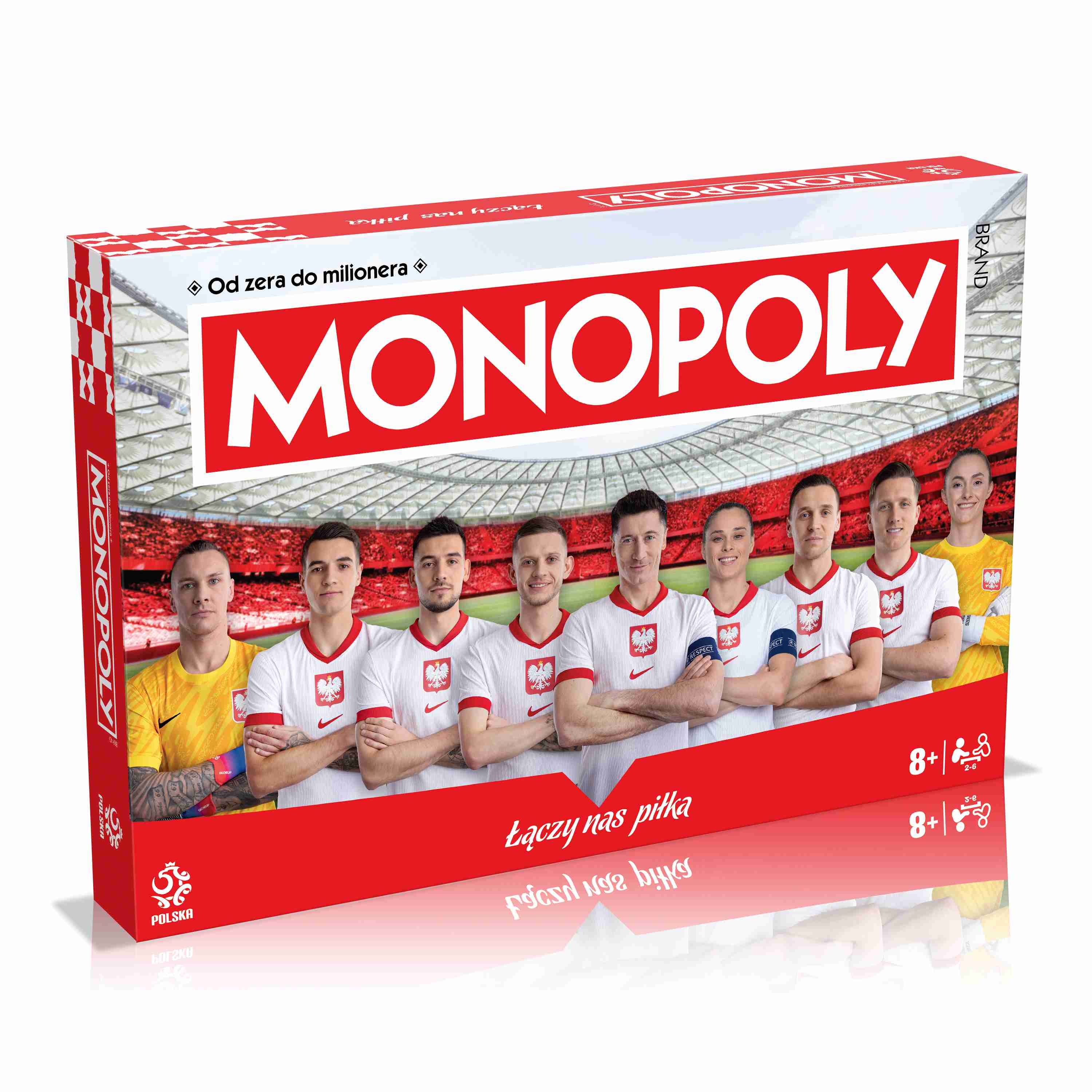 Zestaw pionków i kart w grze Monopoly PZPN piłkarskiej edycji