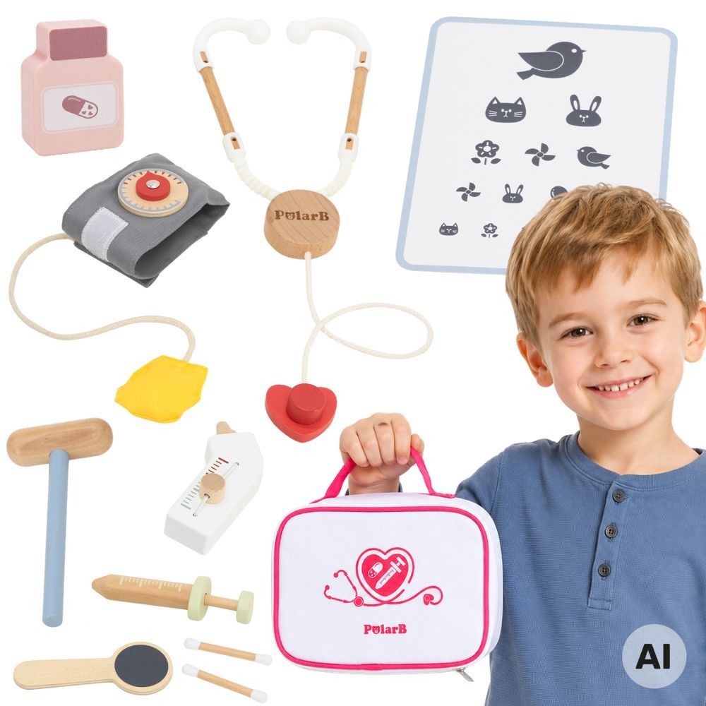 Kolorowy zestaw lekarski Viga Toys w walizce dla dzieci od 3 lat