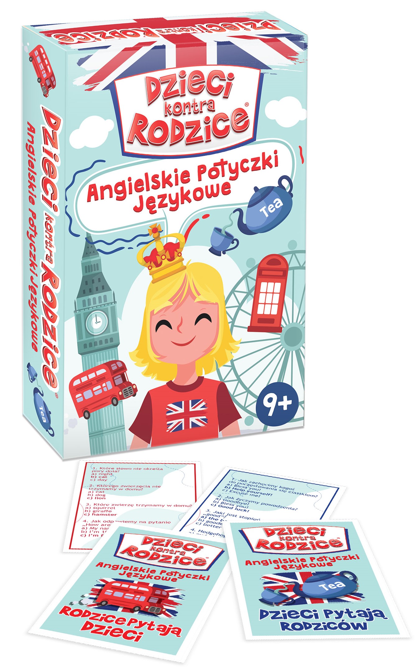 Gra edukacyjna Dzieci kontra Rodzice KANGUR - pudełko i karty