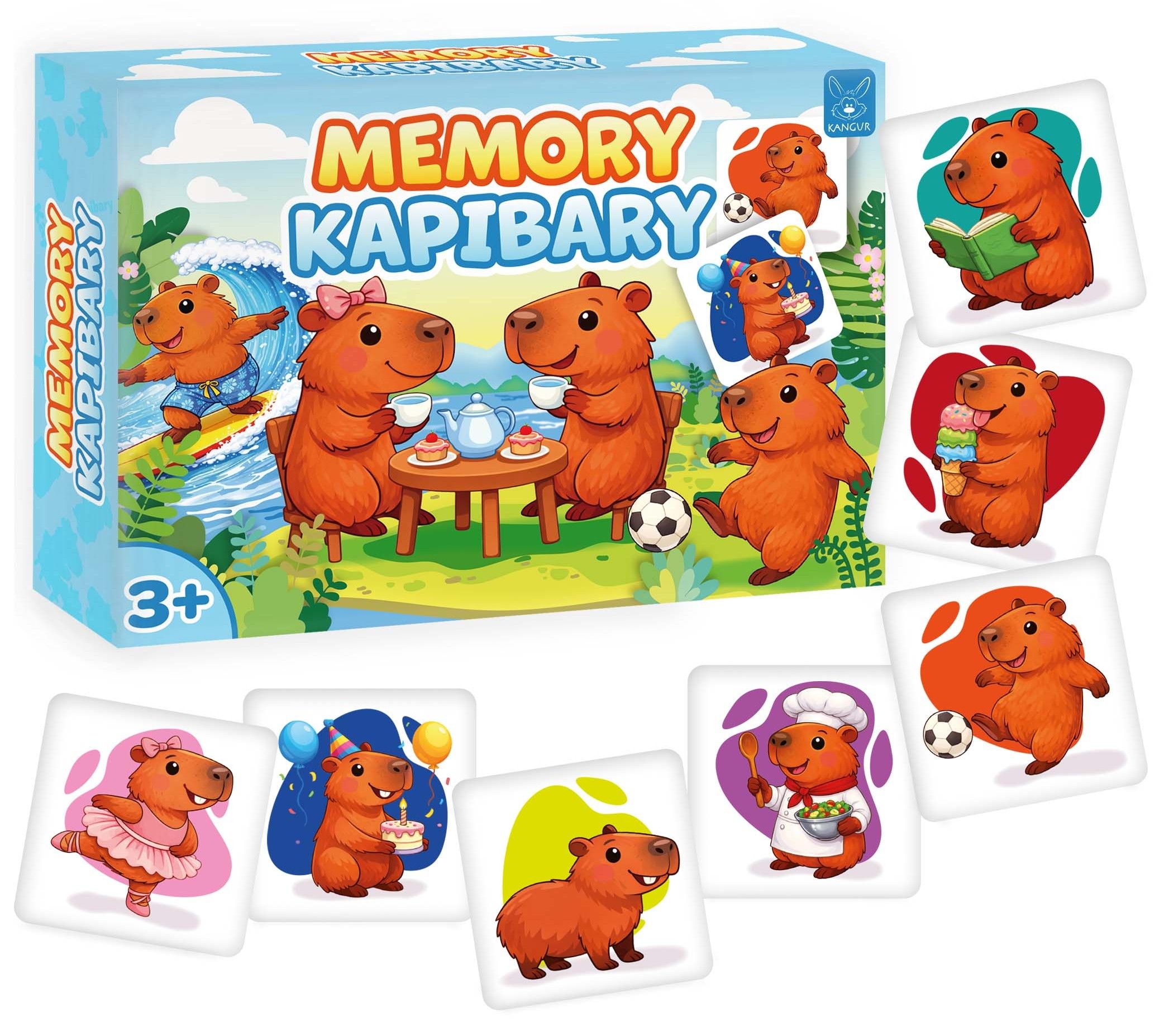 Memory Kapibary gra pamięciowa KANGUR kolorowe karty z kapibarami
