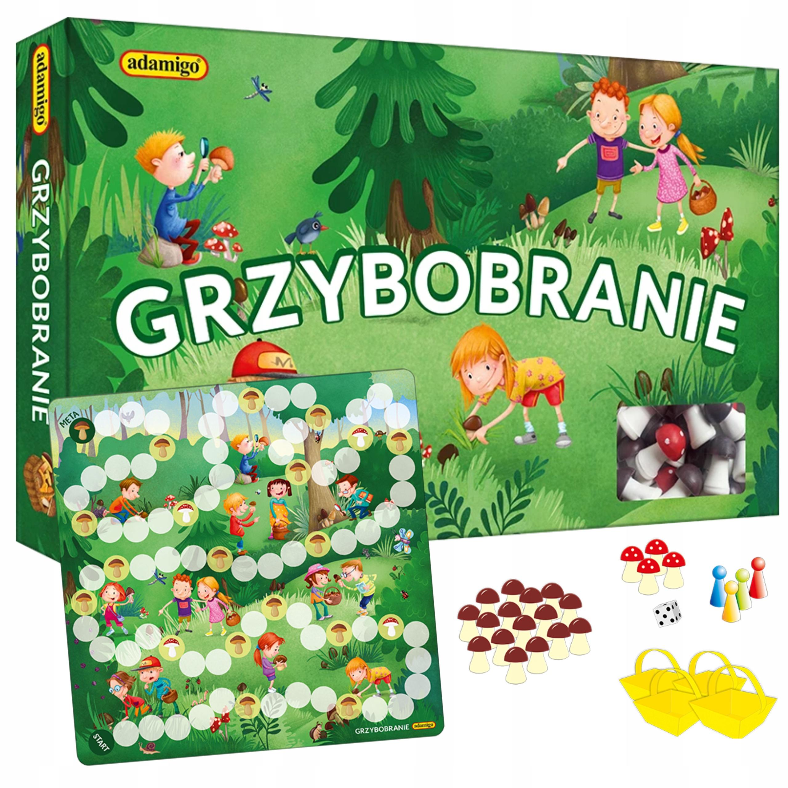 Gra planszowa Grzybobranie ADAMIGO - plansza i elementy gry