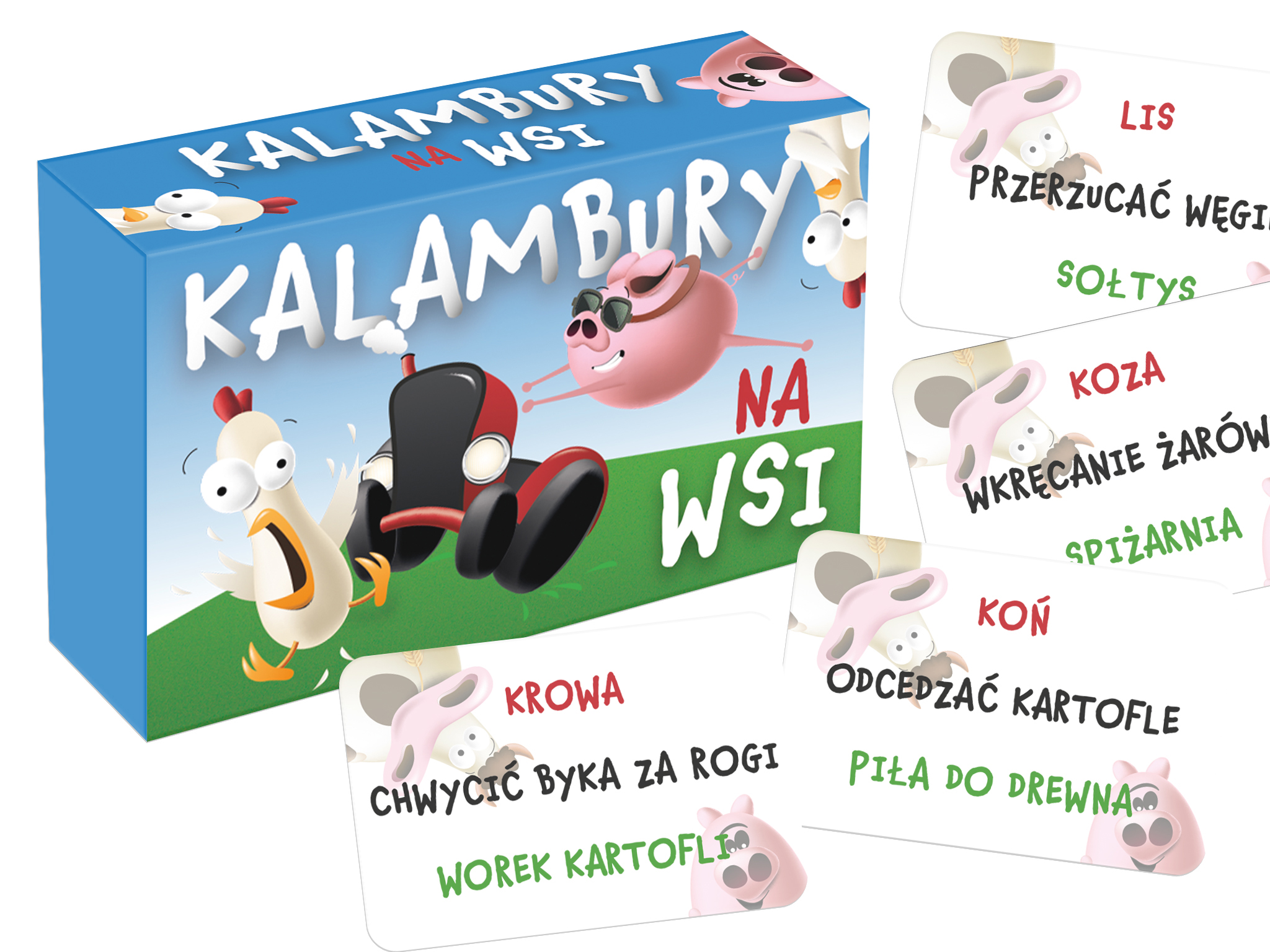 Karty gry Kalambury na wsi Mini z 72 hasłami o gospodarstwie i zwierzętach