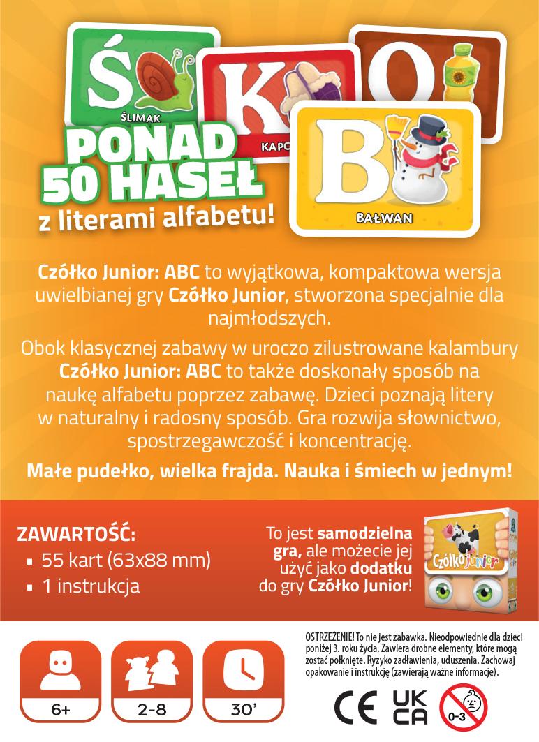 Karty edukacyjne Czółko Junior ABC z alfabetem i ilustracjami do zgadywania haseł