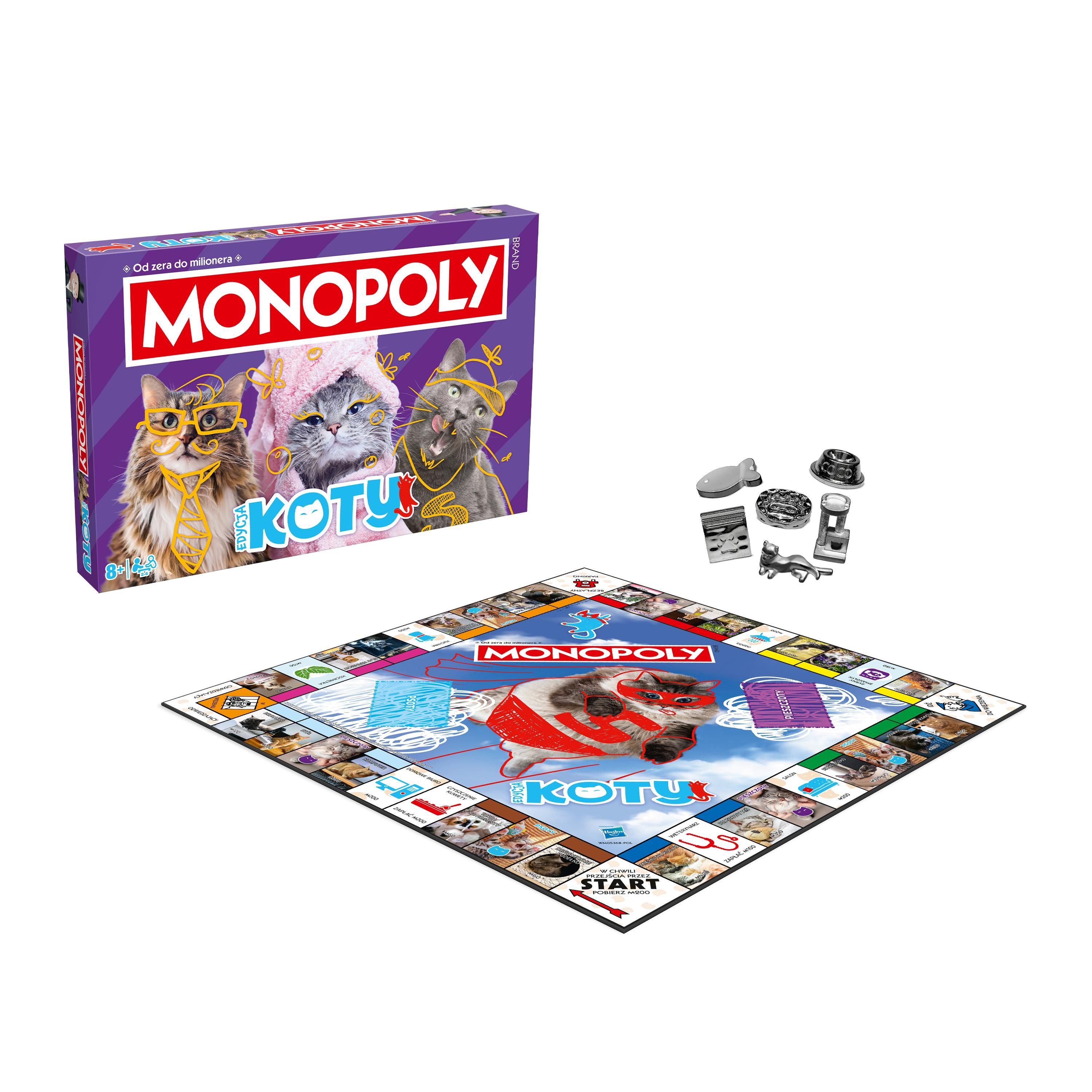 Monopoly Koty gra planszowa Winning Moves z planszą i pionkami