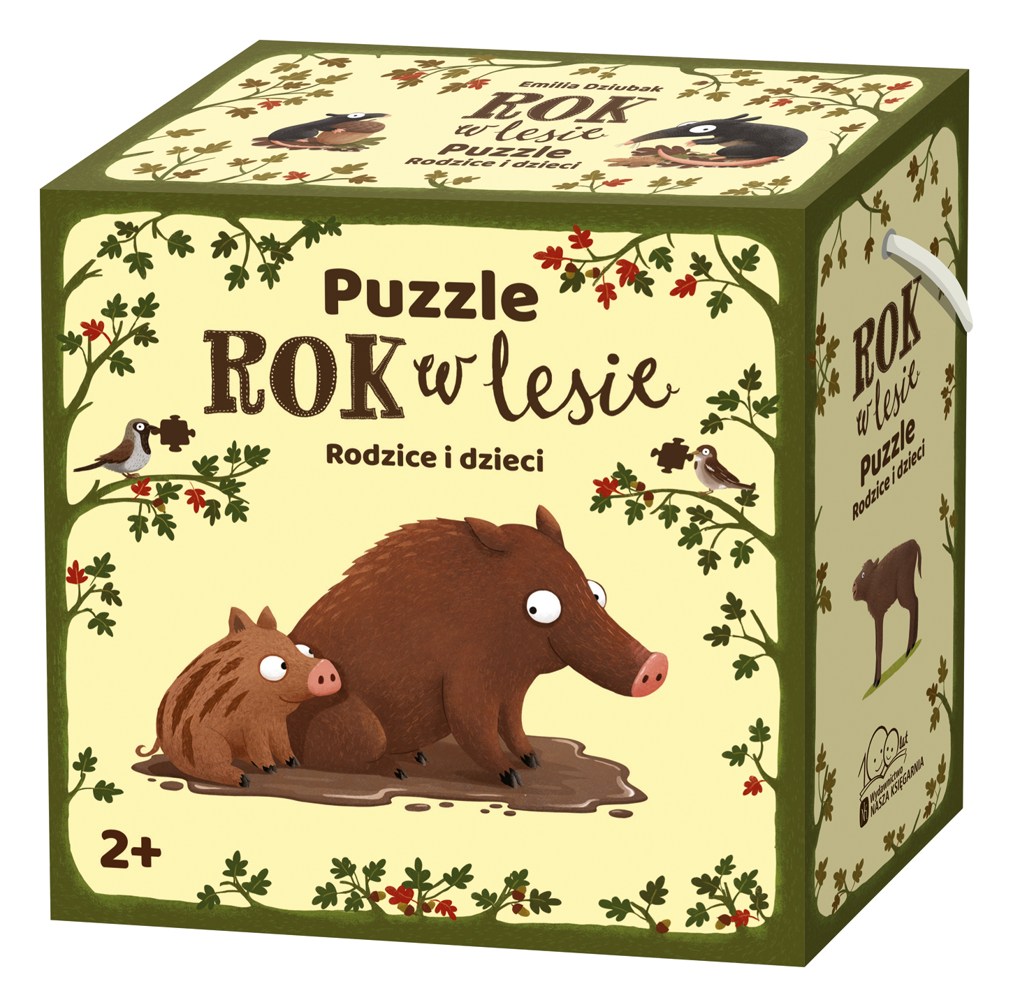 Puzzle edukacyjne Rok w lesie 2+ NASZA KSIĘGARNIA - ilustracje leśnych zwierząt i elementy do łączenia