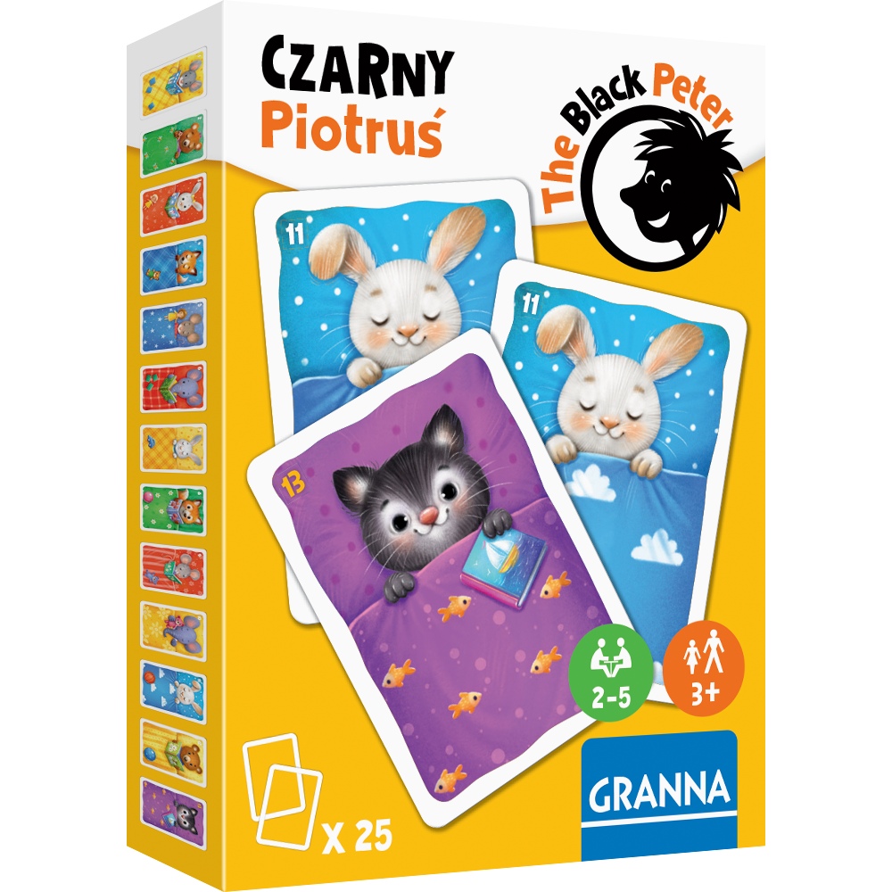 Czarny Piotruś Na dobranoc gra karciana GRANNA z ilustracjami zwierzątek w łóżeczkach