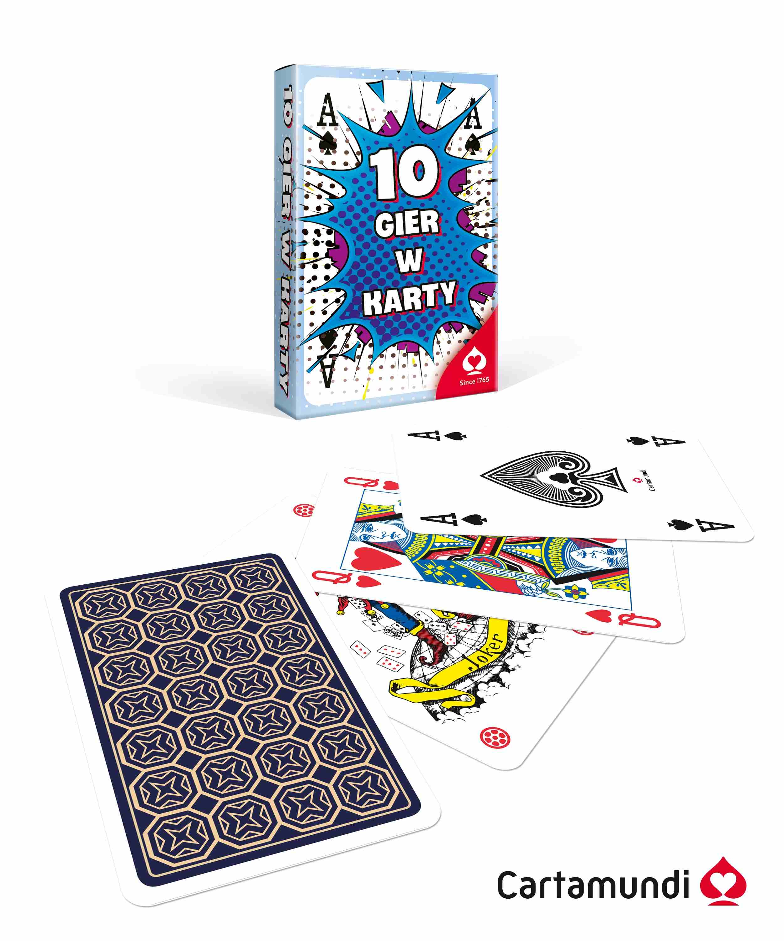 Talia kart 10 gier karcianych Cartamundi 90x57 mm z instrukcjami do popularnych gier