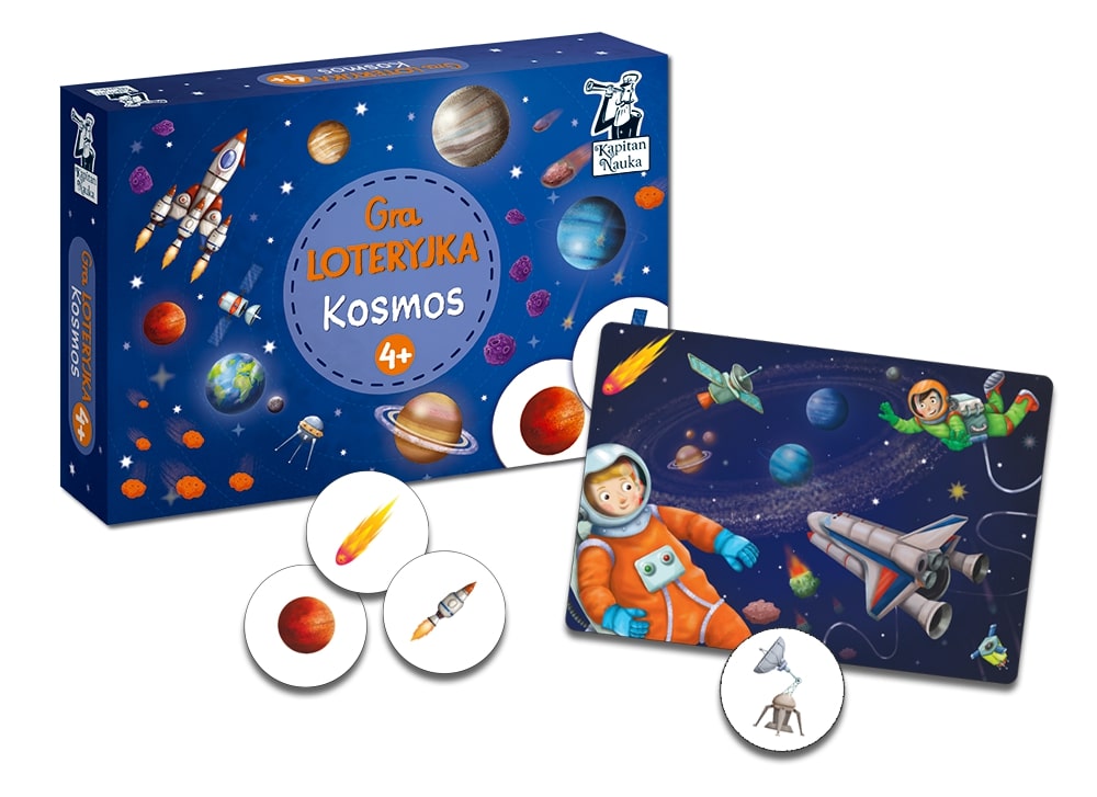 Loteryjka Kosmos gra edukacyjna Edgard PAP - plansze i żetony