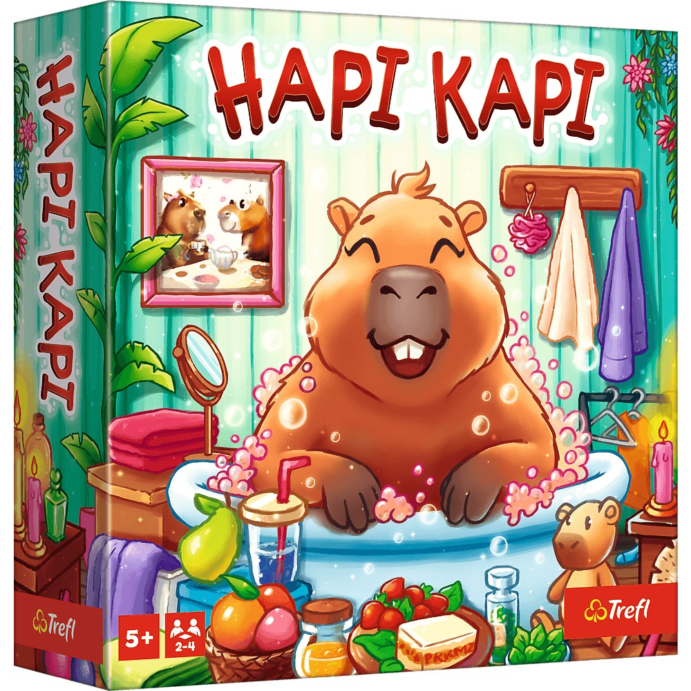 Plansza i elementy gry Hapi Kapi z kapibarami dla dzieci 5+