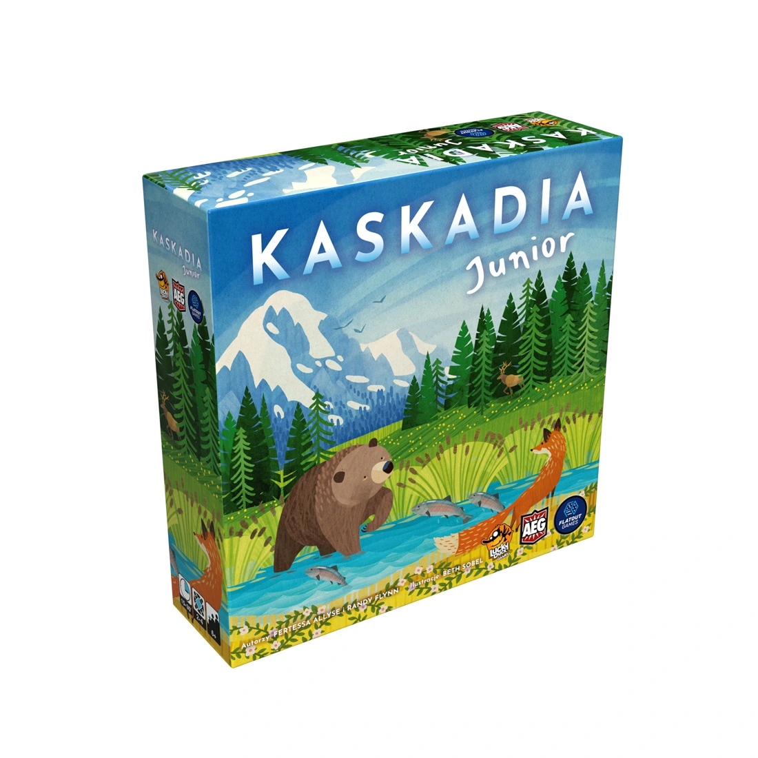Kaskadia Junior - gra planszowa Lucky Duck Games, widok planszy i elementów