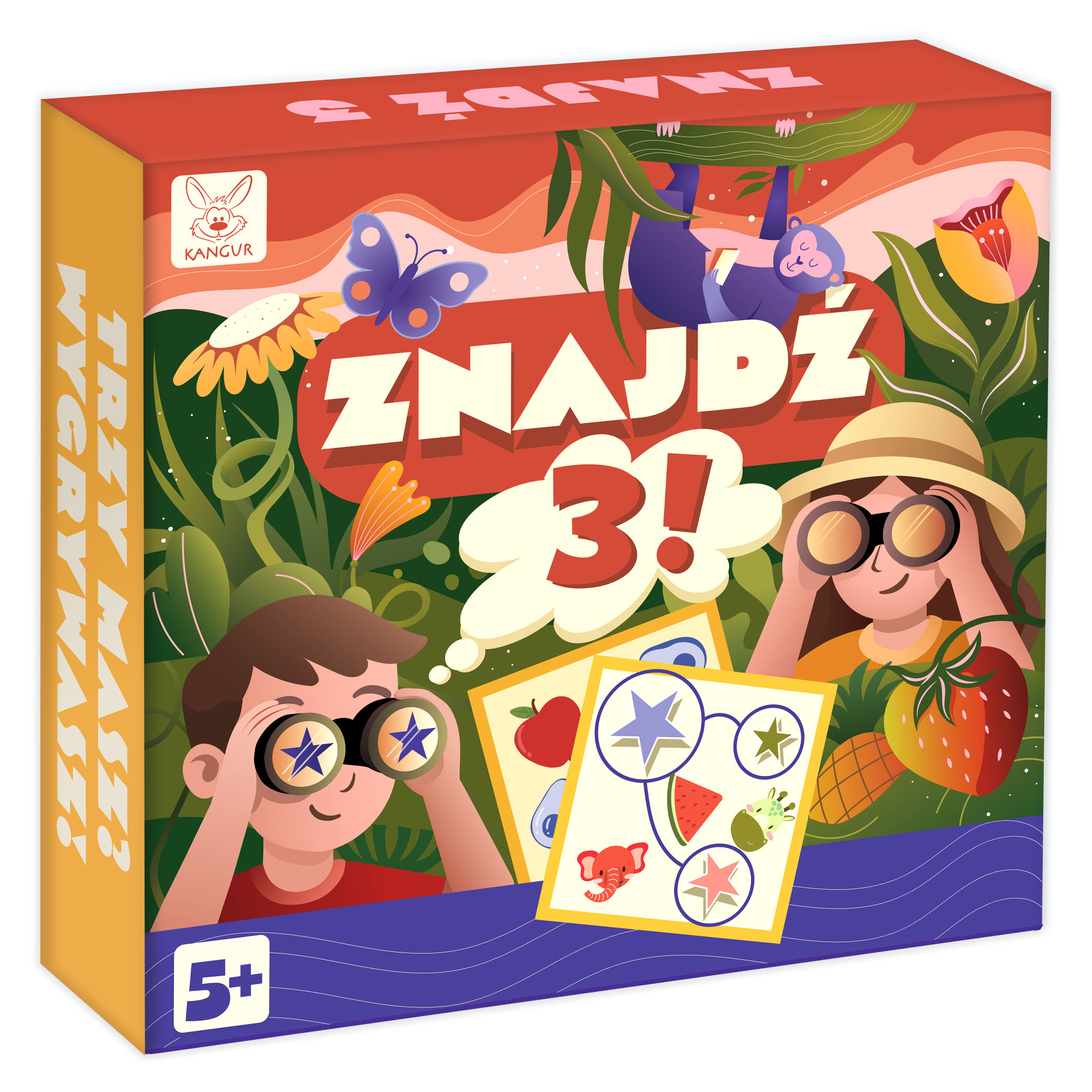 Karty do gry Znajdź 3! z ilustracjami zwierząt i przedmiotów