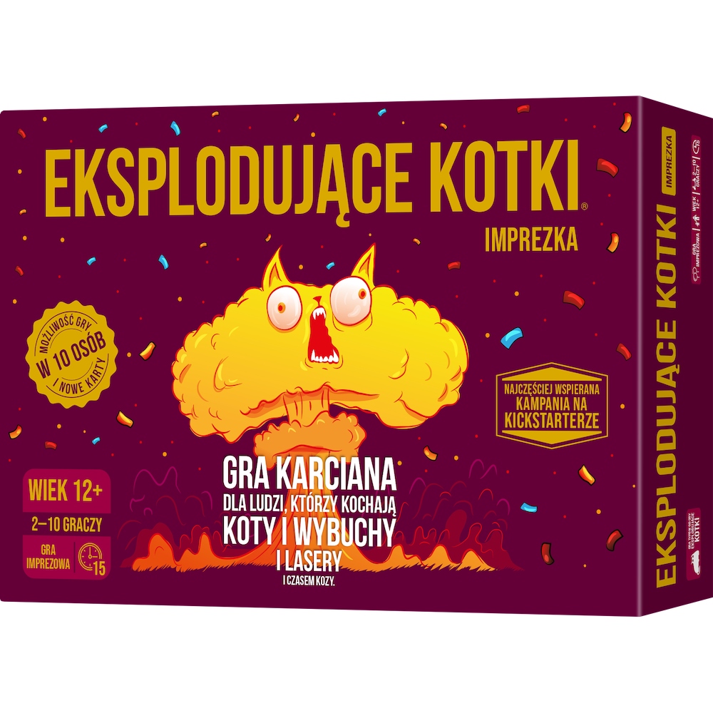 Eksplodujące Kotki: Imprezka karciana gra REBEL - pudełko i karty