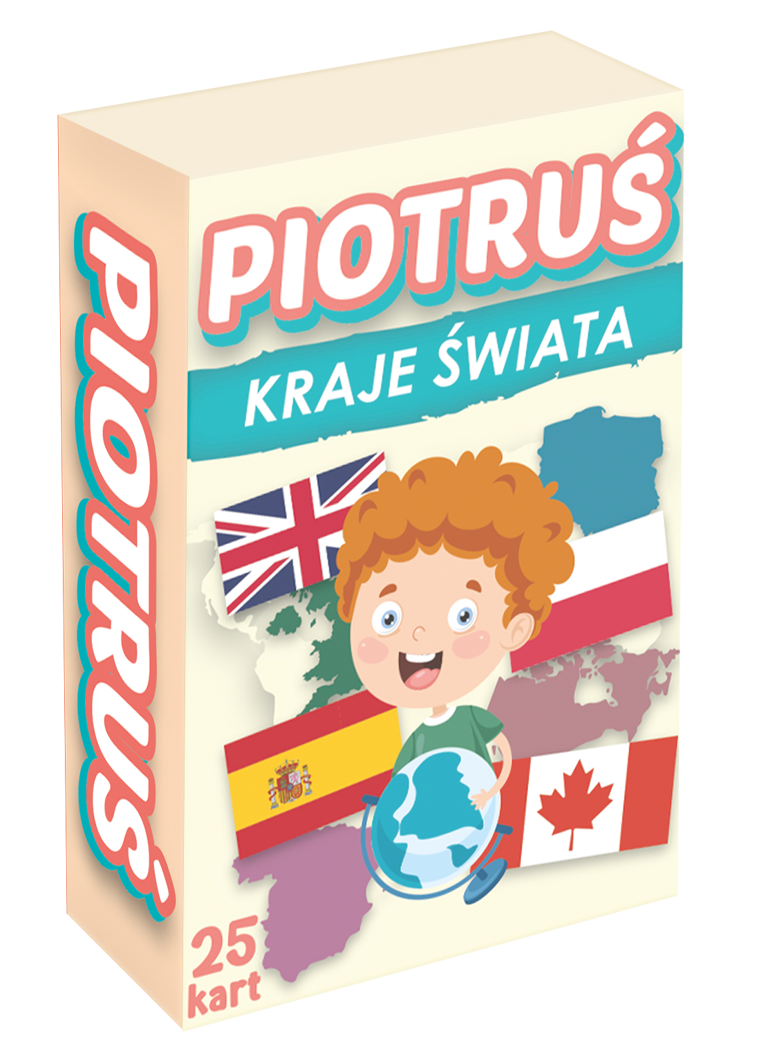Karty gry Piotruś Kraje Świata MINI z symbolami państw i flagami